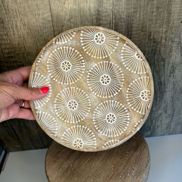 Rustic Candle Plate Mango Wood Plate Home Decor NEW FAST SHIP - Picture 4 of 4